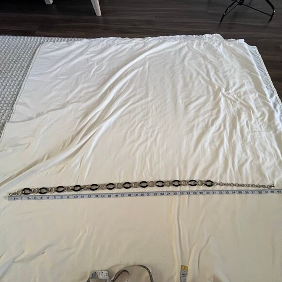 Silver Black Chain Belt Sz M/L Gothic Punk Skater Emo Grunge - Picture 6 of 6